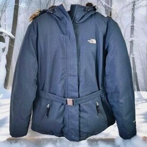North Face Greenland Goose Down HyVent Parka Jacket Hood Teal Blue Women's XL